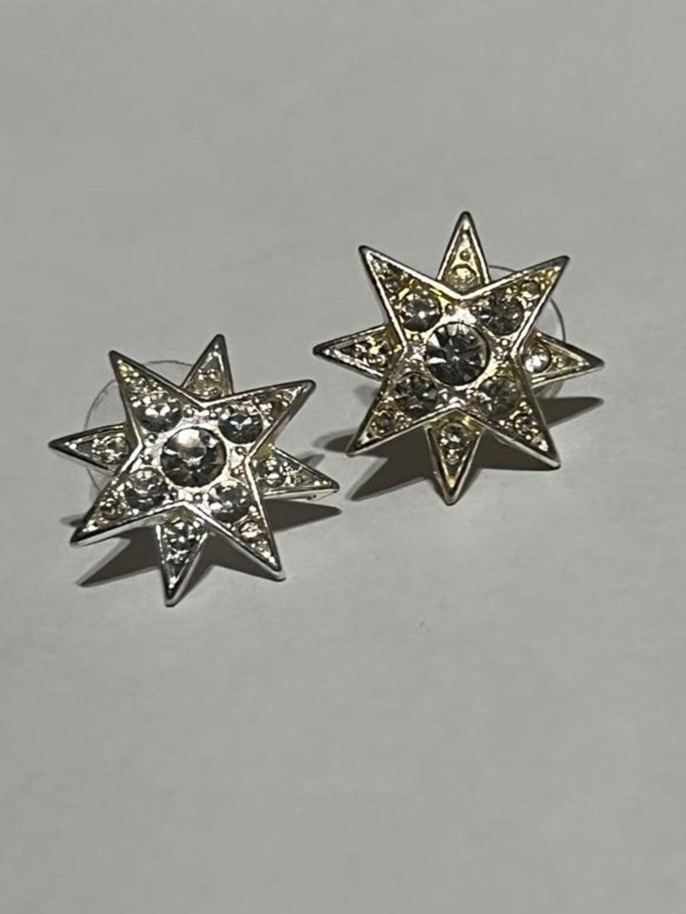 Silver Starburst Crystal Stud Earrings - Women Jewelry
